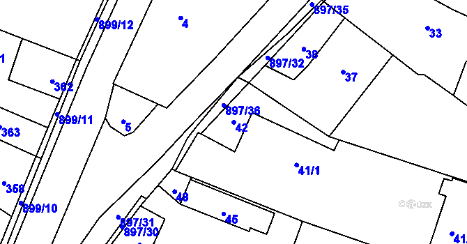 Parcela st. 42 v KÚ Suché Lazce, Katastrální mapa