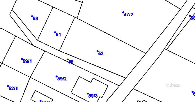 Parcela st. 52 v KÚ Suché Lazce, Katastrální mapa