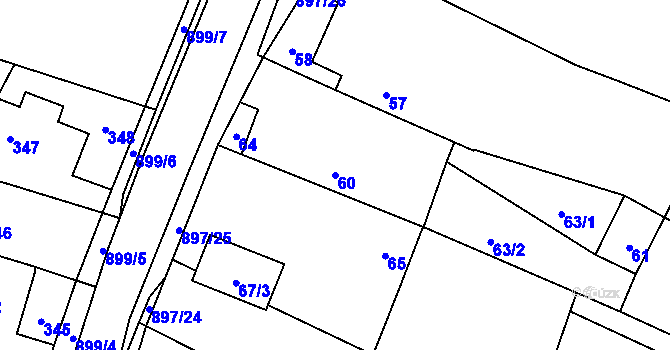 Parcela st. 60 v KÚ Suché Lazce, Katastrální mapa
