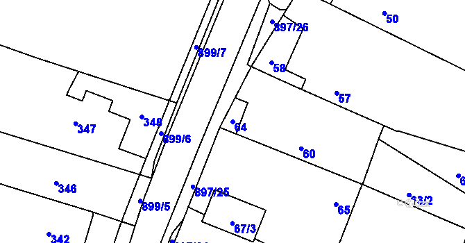 Parcela st. 64 v KÚ Suché Lazce, Katastrální mapa