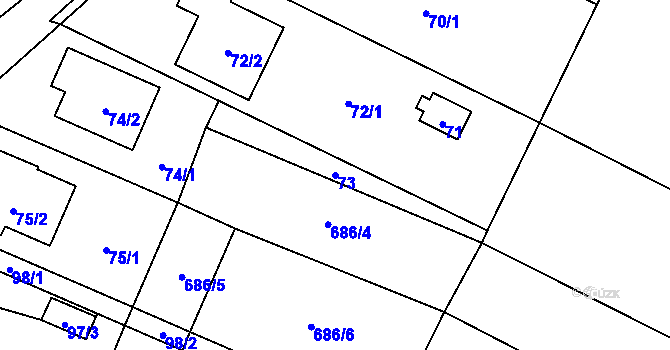 Parcela st. 73 v KÚ Suché Lazce, Katastrální mapa