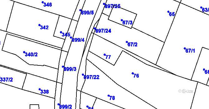 Parcela st. 77 v KÚ Suché Lazce, Katastrální mapa
