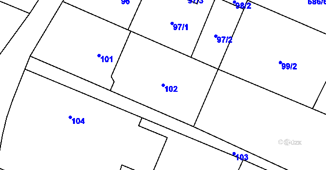 Parcela st. 102 v KÚ Suché Lazce, Katastrální mapa
