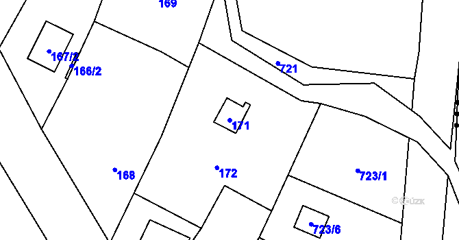 Parcela st. 171 v KÚ Suché Lazce, Katastrální mapa