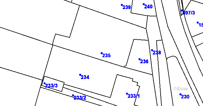 Parcela st. 235 v KÚ Suché Lazce, Katastrální mapa