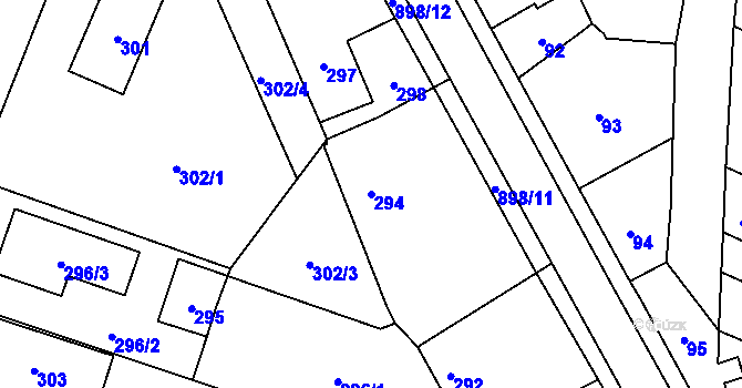 Parcela st. 294 v KÚ Suché Lazce, Katastrální mapa