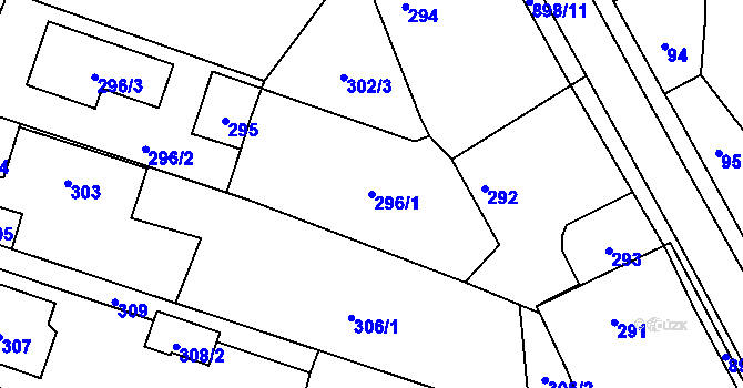 Parcela st. 296/1 v KÚ Suché Lazce, Katastrální mapa