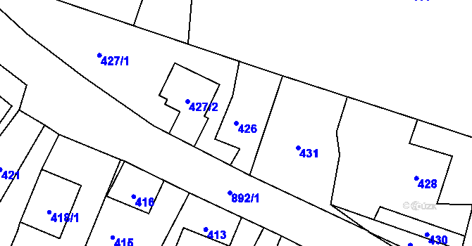 Parcela st. 426 v KÚ Suché Lazce, Katastrální mapa
