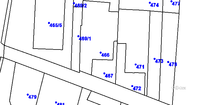 Parcela st. 466 v KÚ Suché Lazce, Katastrální mapa