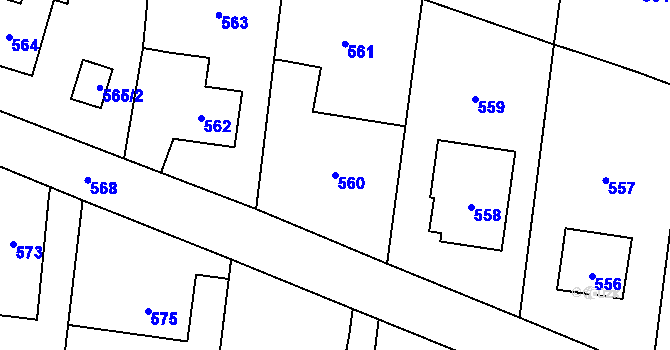 Parcela st. 560 v KÚ Suché Lazce, Katastrální mapa