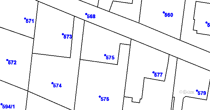 Parcela st. 575 v KÚ Suché Lazce, Katastrální mapa
