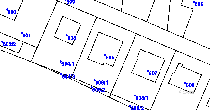 Parcela st. 605 v KÚ Suché Lazce, Katastrální mapa