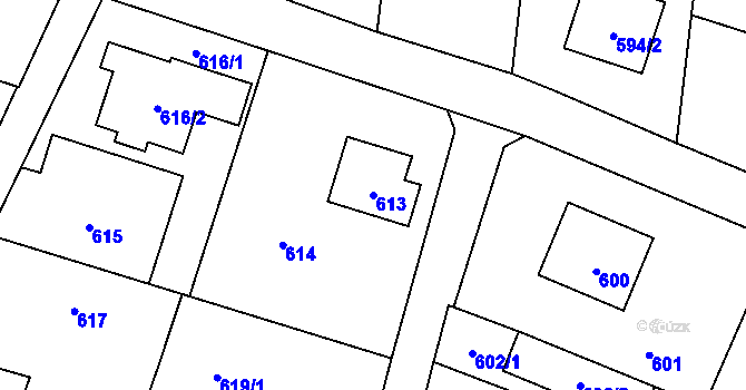 Parcela st. 613 v KÚ Suché Lazce, Katastrální mapa