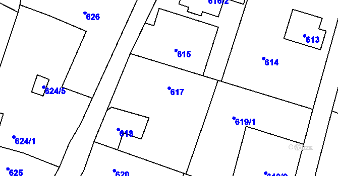 Parcela st. 617 v KÚ Suché Lazce, Katastrální mapa