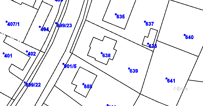 Parcela st. 638 v KÚ Suché Lazce, Katastrální mapa