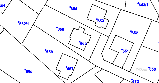 Parcela st. 655 v KÚ Suché Lazce, Katastrální mapa