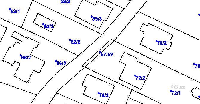 Parcela st. 673/2 v KÚ Suché Lazce, Katastrální mapa