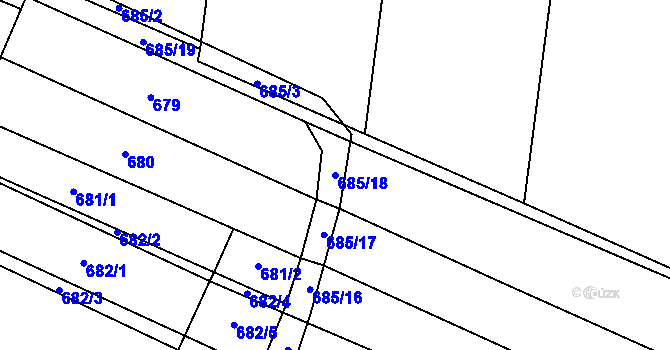 Parcela st. 685/18 v KÚ Suché Lazce, Katastrální mapa