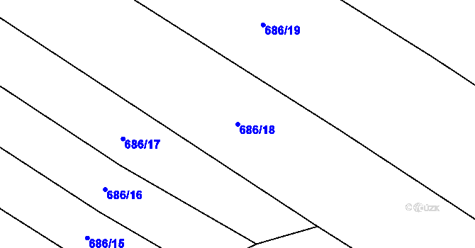 Parcela st. 686/18 v KÚ Suché Lazce, Katastrální mapa