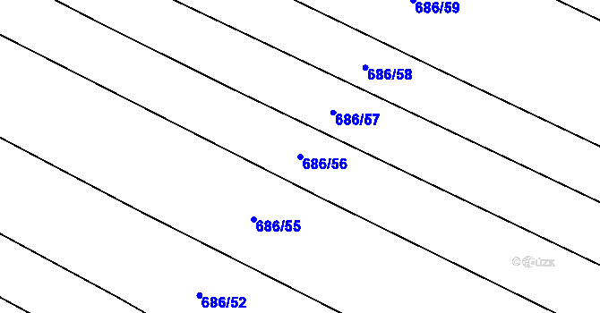 Parcela st. 686/56 v KÚ Suché Lazce, Katastrální mapa