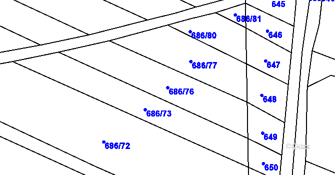 Parcela st. 686/76 v KÚ Suché Lazce, Katastrální mapa