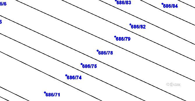 Parcela st. 686/78 v KÚ Suché Lazce, Katastrální mapa