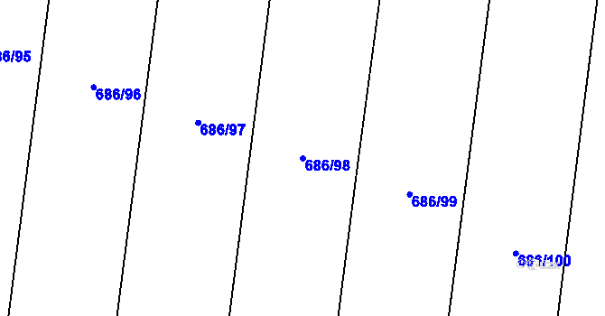 Parcela st. 686/98 v KÚ Suché Lazce, Katastrální mapa