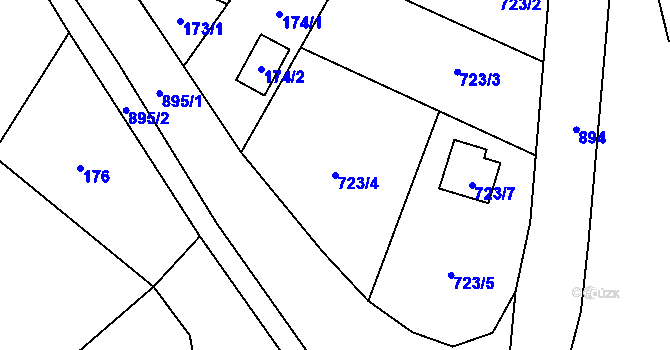 Parcela st. 723/4 v KÚ Suché Lazce, Katastrální mapa