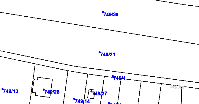 Parcela st. 749/21 v KÚ Suché Lazce, Katastrální mapa
