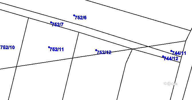 Parcela st. 752/12 v KÚ Suché Lazce, Katastrální mapa