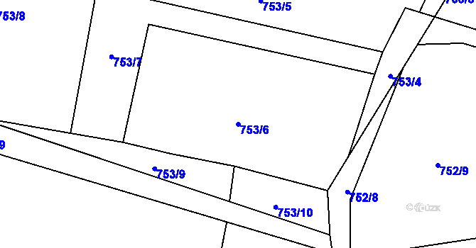 Parcela st. 753/6 v KÚ Suché Lazce, Katastrální mapa