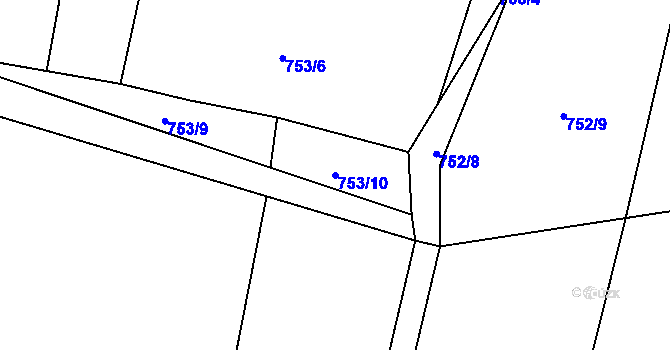 Parcela st. 753/10 v KÚ Suché Lazce, Katastrální mapa