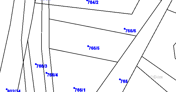 Parcela st. 766/5 v KÚ Suché Lazce, Katastrální mapa