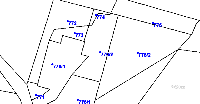 Parcela st. 770/2 v KÚ Suché Lazce, Katastrální mapa