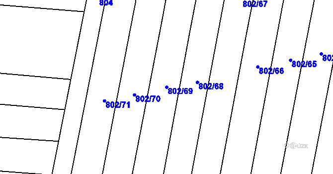 Parcela st. 802/69 v KÚ Suché Lazce, Katastrální mapa