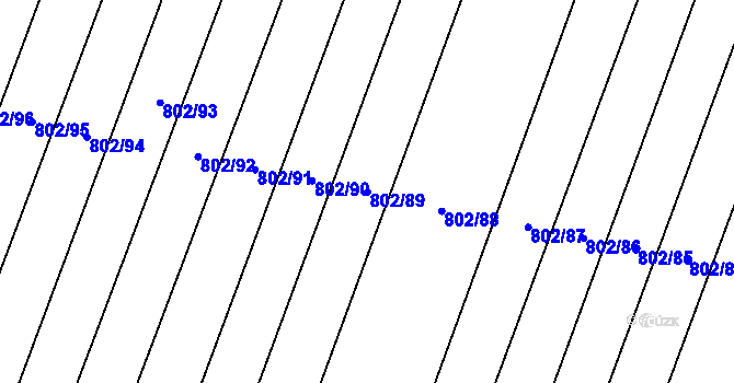 Parcela st. 802/89 v KÚ Suché Lazce, Katastrální mapa