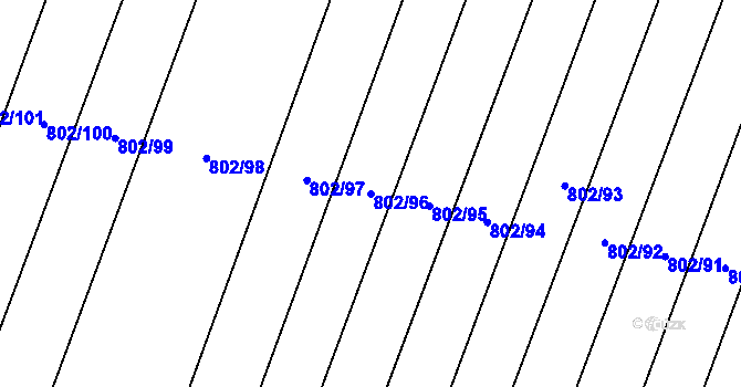 Parcela st. 802/96 v KÚ Suché Lazce, Katastrální mapa