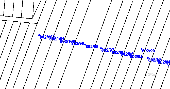 Parcela st. 802/98 v KÚ Suché Lazce, Katastrální mapa