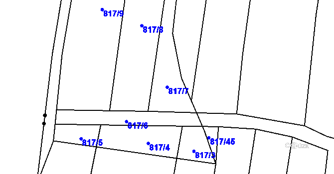 Parcela st. 817/7 v KÚ Suché Lazce, Katastrální mapa
