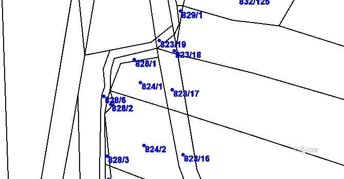 Parcela st. 823/17 v KÚ Suché Lazce, Katastrální mapa
