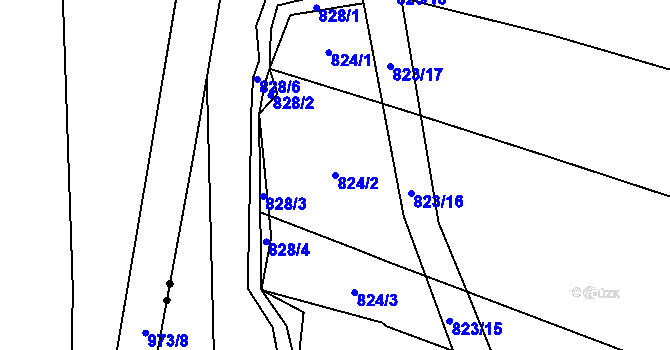 Parcela st. 824/2 v KÚ Suché Lazce, Katastrální mapa