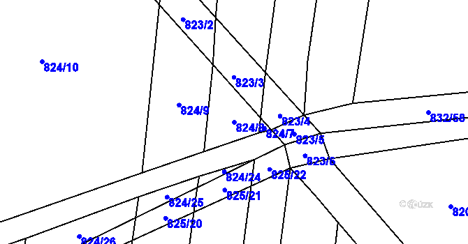 Parcela st. 824/8 v KÚ Suché Lazce, Katastrální mapa