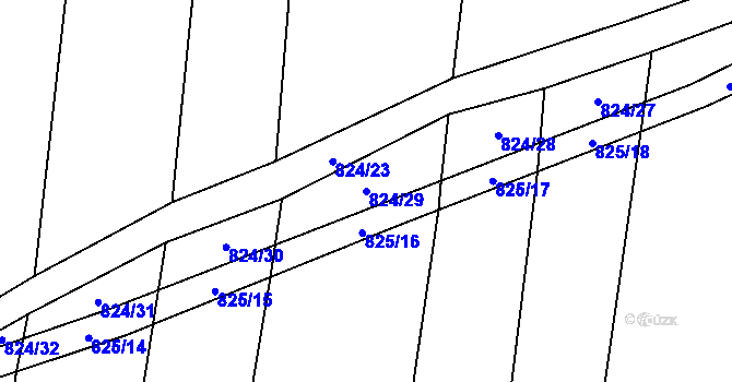 Parcela st. 824/29 v KÚ Suché Lazce, Katastrální mapa