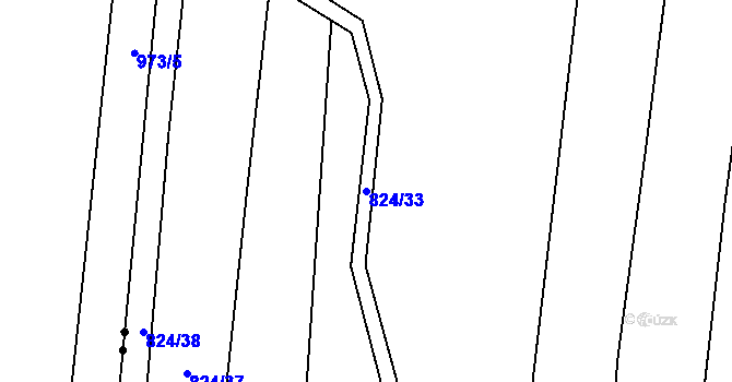 Parcela st. 824/33 v KÚ Suché Lazce, Katastrální mapa