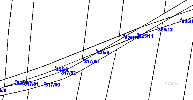 Parcela st. 825/9 v KÚ Suché Lazce, Katastrální mapa
