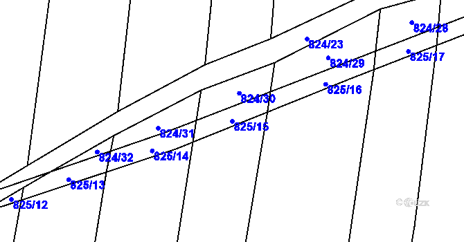 Parcela st. 825/15 v KÚ Suché Lazce, Katastrální mapa