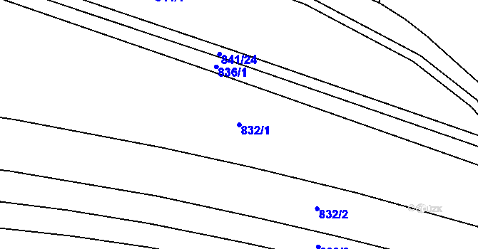 Parcela st. 832/1 v KÚ Suché Lazce, Katastrální mapa