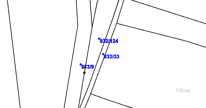 Parcela st. 832/33 v KÚ Suché Lazce, Katastrální mapa
