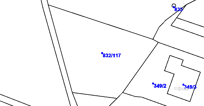 Parcela st. 832/117 v KÚ Suché Lazce, Katastrální mapa
