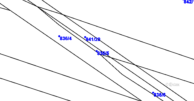 Parcela st. 836/5 v KÚ Suché Lazce, Katastrální mapa